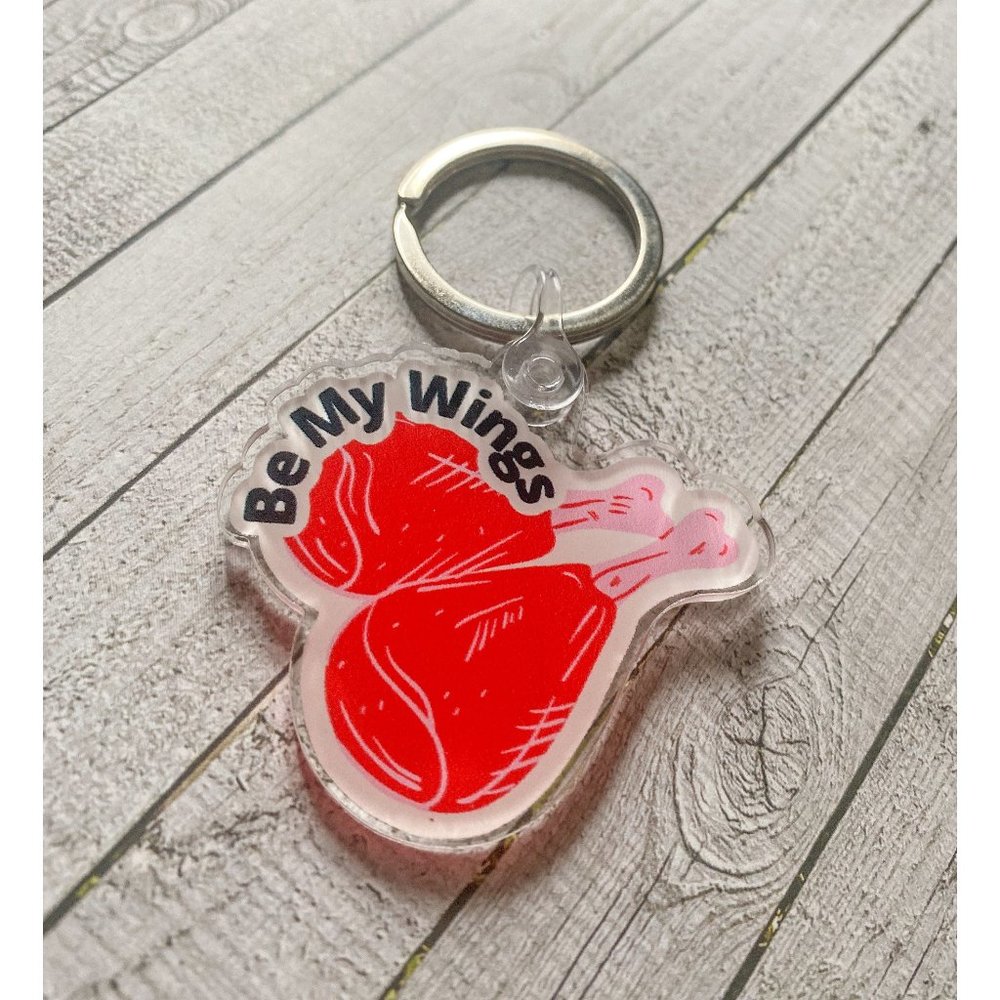 Valentines Day Keychain - Chicken Wing Acrylic Keychain - Custom Made - Be My Wi
